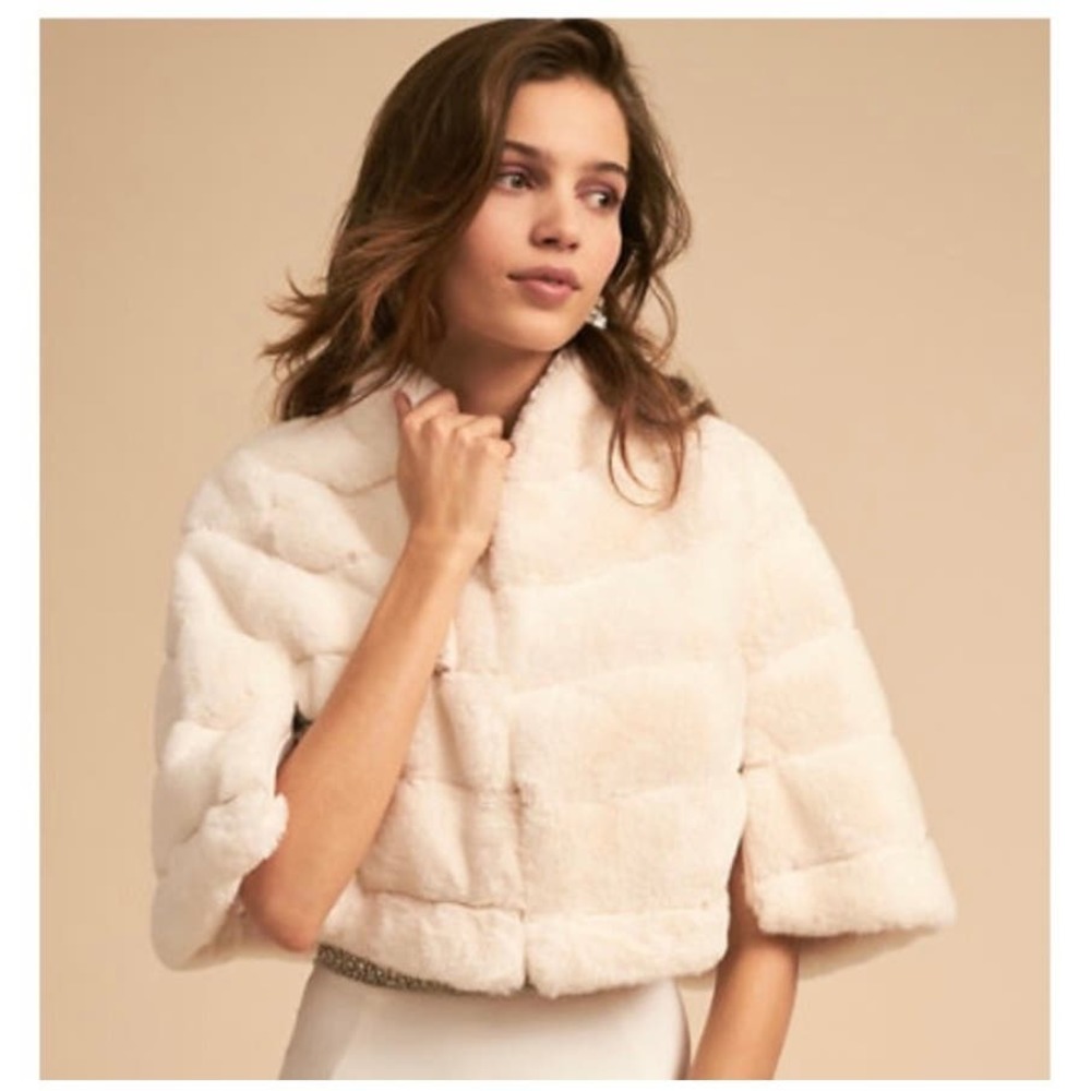 Betsey Johnson Cream Faux Fur Cape